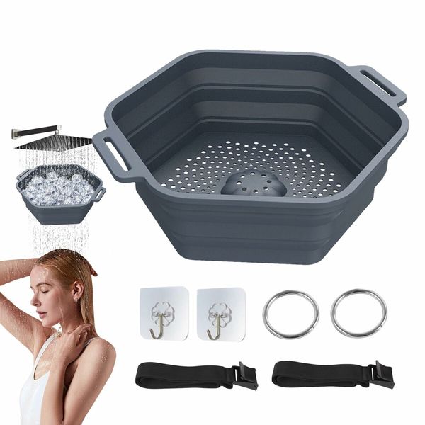 Ice Shower Rapid Cooling Portable Ice Bath Barrel  Silicone Foldable Ice Bath Chiller For Athletes Relax Bathroom Accessories Color Deep Blue