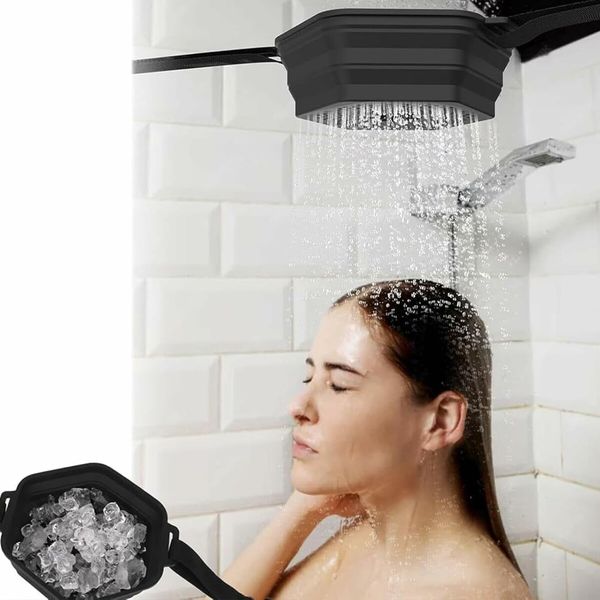 Ice Shower Rapid Cooling Portable Ice Bath Barrel  Silicone Foldable Ice Bath Chiller For Athletes Relax Bathroom Accessories Color Black