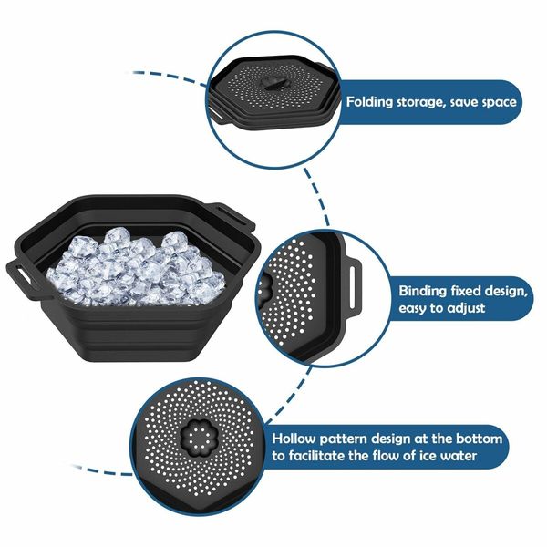 Ice Shower Rapid Cooling Portable Ice Bath Barrel  Silicone Foldable Ice Bath Chiller For Athletes Relax Bathroom Accessories Color Black