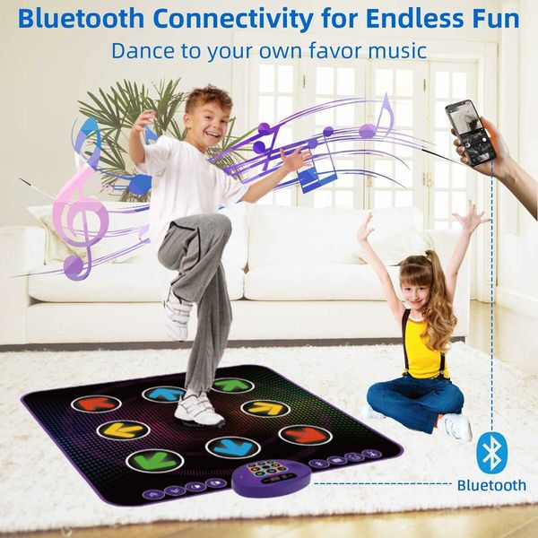 Dance Mat with 9 Light Up Keys & Bluetooth, Interactive Music Pad with 4 Game Modes & Adjustable Volume,Birthday Gift for Kids 3-12