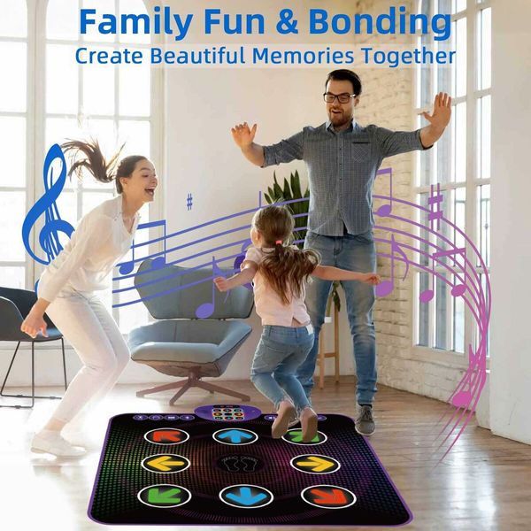 Dance Mat with 9 Light Up Keys & Bluetooth, Interactive Music Pad with 4 Game Modes & Adjustable Volume,Birthday Gift for Kids 3-12