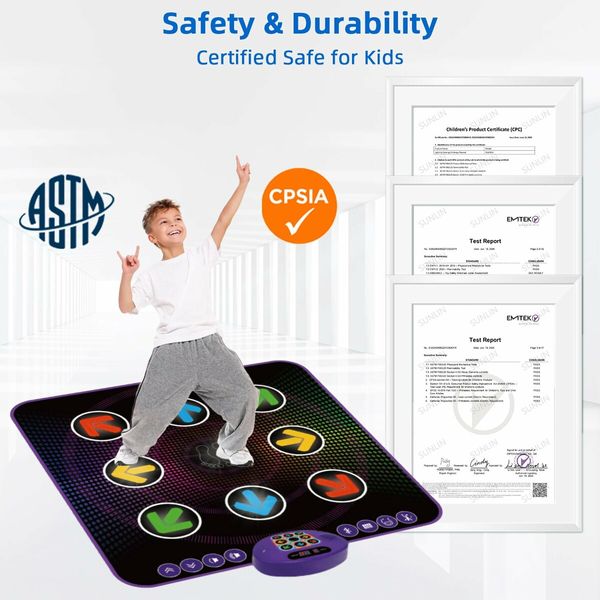 Dance Mat with 9 Light Up Keys & Bluetooth, Interactive Music Pad with 4 Game Modes & Adjustable Volume,Birthday Gift for Kids 3-12