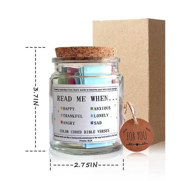 Bible Verses in a Jar,the Hope Jar Read Me When Bible Verses Jar with Colored Bible Verses,Scripture Prayer Jar Bible Gifts for Women Church Faith Based