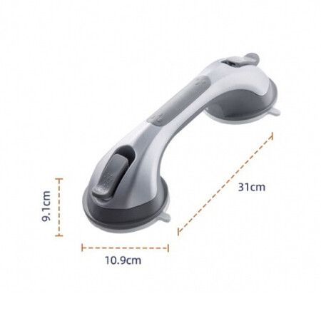 Shower Grab Bar, 12 Inch Shower Handle for Bathtubs and Elderly, Suction Grab Bars for Seniors Bathroom Safety Handles for Elderly, Grey