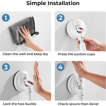 Grab Bar for Bathtubs and Showers, Shower Handle for Elderly Suction, Heavy Duty Max Load 253lb, Handicap Grab Bars 43CM, White