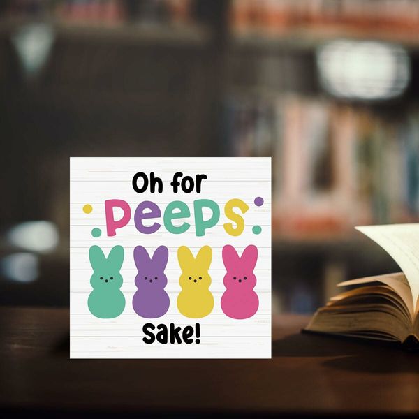 Funny Easter Bunny Decor Desk Decor Wooden Box Sign Easter Decorations Easter Gift Wood Block Plaque Box Sign Oh for Peeps Shake Sign