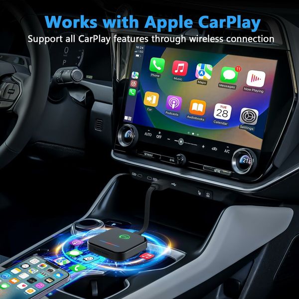 Wireless Carplay Adapter Car Audio iPhone Convert Wired to Wireless Carplay Adapter Plug Play Compatible iPhone 11 iOS 13 and Above No Video Function