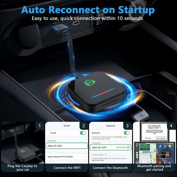 Wireless Carplay Adapter Car Audio iPhone Convert Wired to Wireless Carplay Adapter Plug Play Compatible iPhone 11 iOS 13 and Above No Video Function