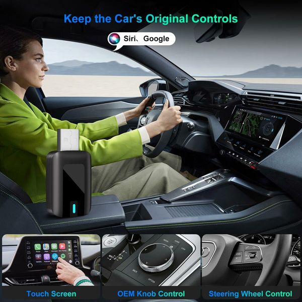 2 in 1 Wireless Carplay Adapter Plug Play Magic link Carplay Stable Fast Connection Convert Factory Wired to Wireless Carplay Dongle Android Auto Adapter