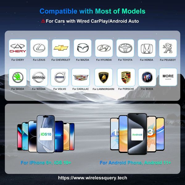 2 in 1 Wireless Carplay Adapter Plug Play Magic link Carplay Stable Fast Connection Convert Factory Wired to Wireless Carplay Dongle Android Auto Adapter