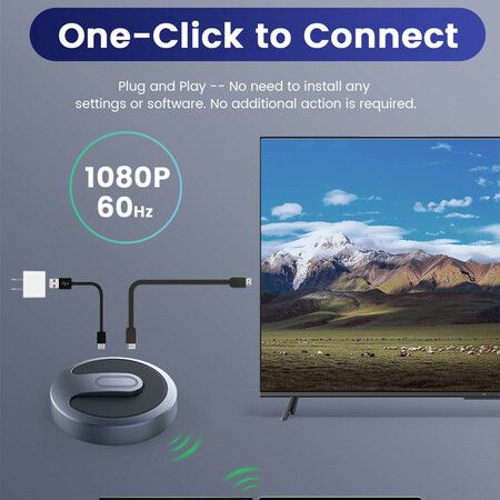 Wireless HDMI Display Dongle Adapter Plug Play Portable Video Audio Streaming to HDTV Projector Monitor from Laptop PC Smartphone