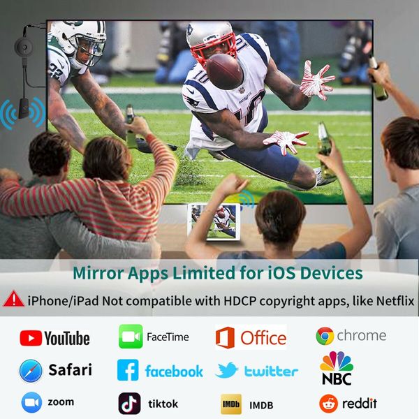 4K Wireless HDMI Display Dongle Adapter 1080P WiFi Streaming Movies Shows Receiver for iPhone iPad Android Tablet Laptop(2.4G)