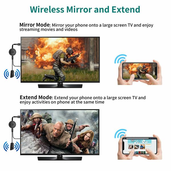 4K Wireless HDMI Display Dongle Adapter 1080P WiFi Streaming Movies Shows Receiver for iPhone iPad Android Tablet Laptop(2.4G)