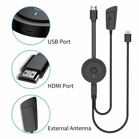 4K Wireless HDMI Display Dongle Adapter 1080P WiFi Streaming Movies Shows Receiver for iPhone iPad Android Tablet Laptop(2.4G)