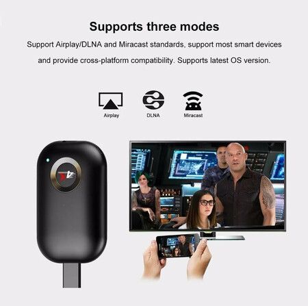 HD Wireless Display Receiver WiFi 4K 1080P Screen Cast Mirroring Adapter Dongle for iPhone Mac iOS Android TV Projector(2.4G)