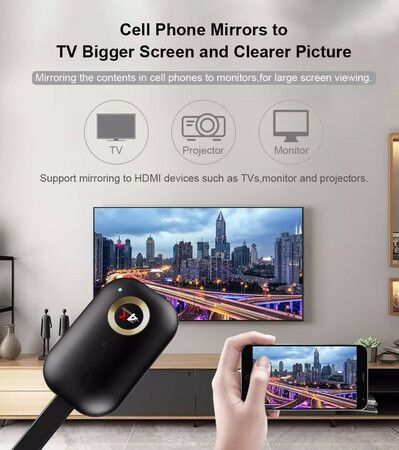 HD Wireless Display Receiver WiFi 4K 1080P Screen Cast Mirroring Adapter Dongle for iPhone Mac iOS Android TV Projector(2.4G)