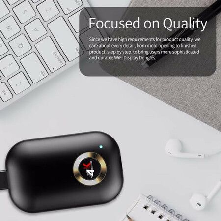 HD Wireless Display Receiver WiFi 4K 1080P Screen Cast Mirroring Adapter Dongle for iPhone Mac iOS Android TV Projector(2.4G)