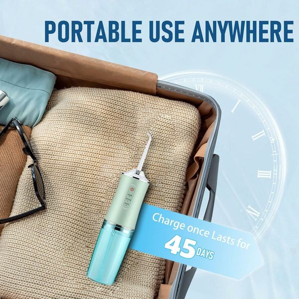 Electric Water Flosser Cordless for Teeth 3 Modes 4 Jet Tips Cleaning and Flossing Water Dental Portable Floss Irrigator Oral Water Flossed, Green