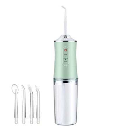 Electric Water Flosser Cordless for Teeth 3 Modes 4 Jet Tips Cleaning and Flossing Water Dental Portable Floss Irrigator Oral Water Flossed, Green