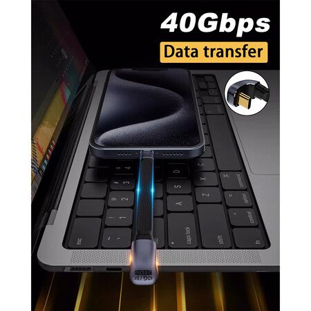 5inch USB C Cable 240W, U Shape 180 Degree USB C to C Cable 40Gbps, Flat and Flexible Type C Fast Charging Cable