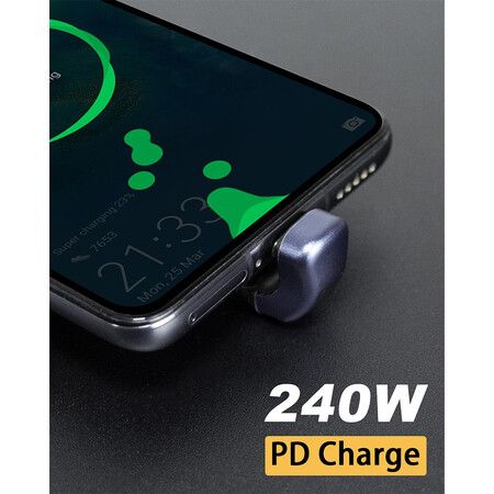 5inch USB C Cable 240W, U Shape 180 Degree USB C to C Cable 40Gbps, Flat and Flexible Type C Fast Charging Cable