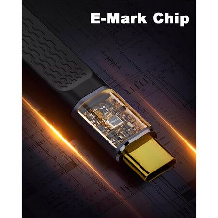 5inch Short USB C to USB C Cable, 240W 40Gbps Type C Fast Charging Cable, Flat and Flexible Right Angle Type C Cable