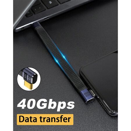 5inch Short USB C to USB C Cable, 240W 40Gbps Type C Fast Charging Cable, Flat and Flexible Right Angle Type C Cable