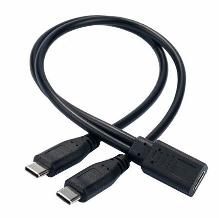 USB C Splitter Charge Cable,1 Feet USB Type C Female to 2 Dual USB Type C Male Y Splitter Extension Charging Cable, Only for Charging