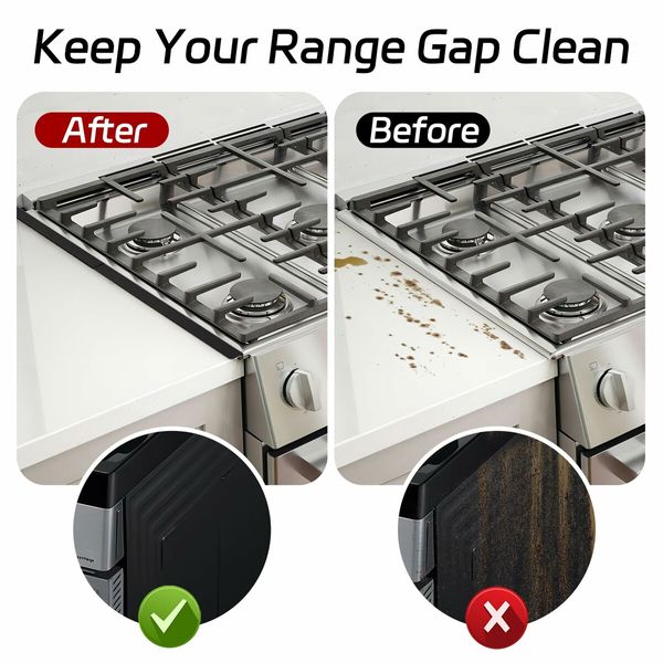 Stainless Steel Stove Counter Gap Cover 2 Pack,Stove Guard,Stove Gap Filler for Kitchen,Range Trim Kit Adjustable Length