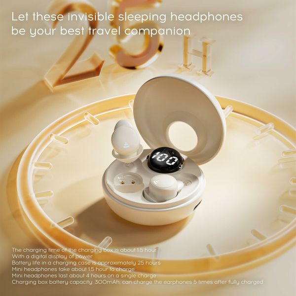 Mini Invisible Wireless Bluetooth 5.3 Micro Sleep Headphones Noise Blocking Hidden Earbuds Small Ears