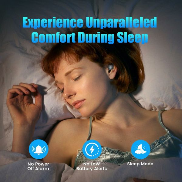 Sleep Earbuds Side Sleepers Wireless Noise Blocking LED Display Music Dual Mode Black