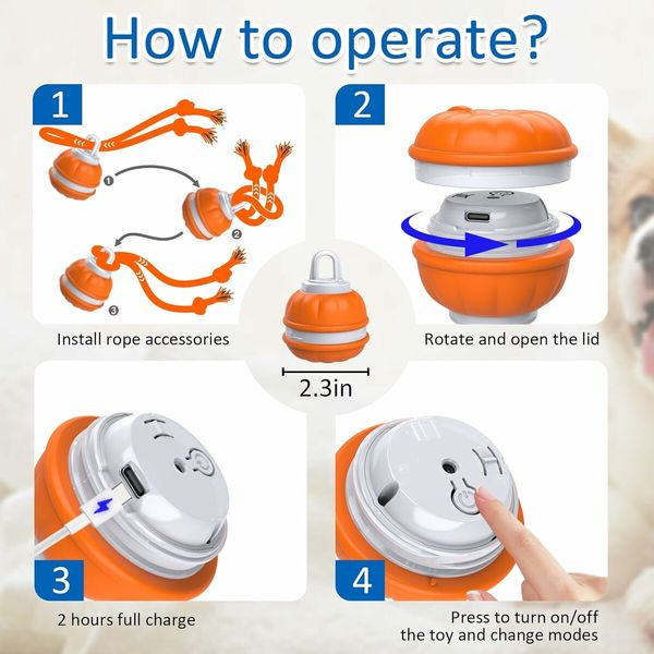 Interactive Dog Toys, Motion Activated Dog Ball, Automatic Rolling Ball Toys for Puppy and Small Dogs