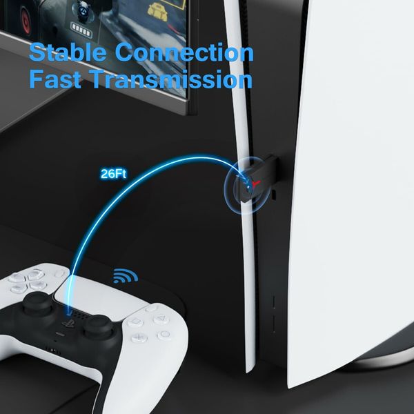 2-in-1 Wireless Adapter Converter USB Converter For PS5 Console PC Spark N5 Wireless Controller,White