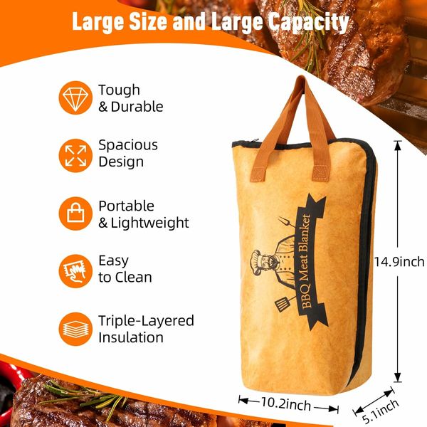 thumbnail image 2 of BBQ Meat Resting Blanket - Extra Large Insulated Bag For Brisket, Turkey & Pork 2 of 12