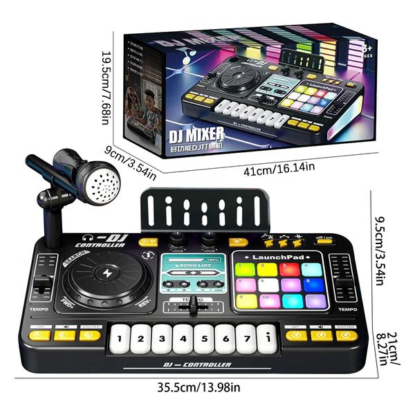 DJ Controller Set with Party Lights Multifunctional Dj Mixer Musical  Toy Instruments Microphone For Kids And Party