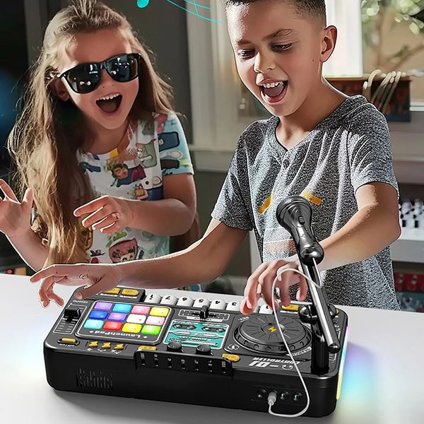 DJ Controller Set with Party Lights Multifunctional Dj Mixer Musical  Toy Instruments Microphone For Kids And Party