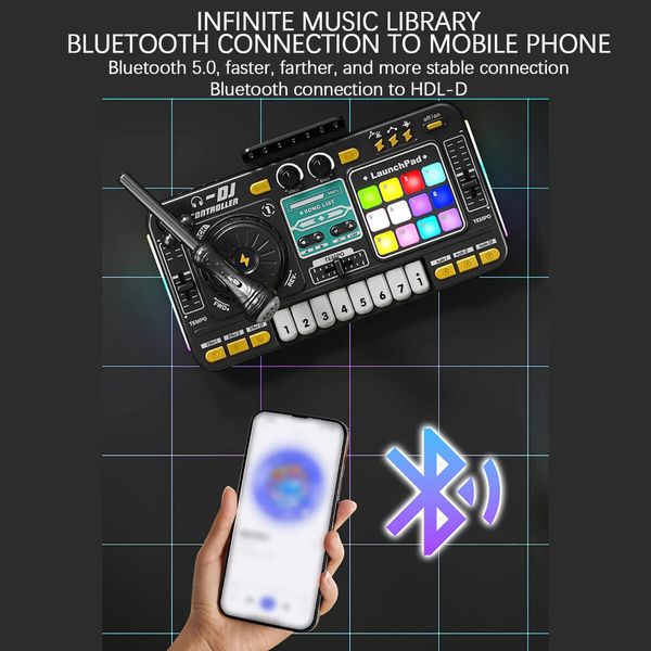 DJ Controller Set with Party Lights Multifunctional Dj Mixer Musical  Toy Instruments Microphone For Kids And Party