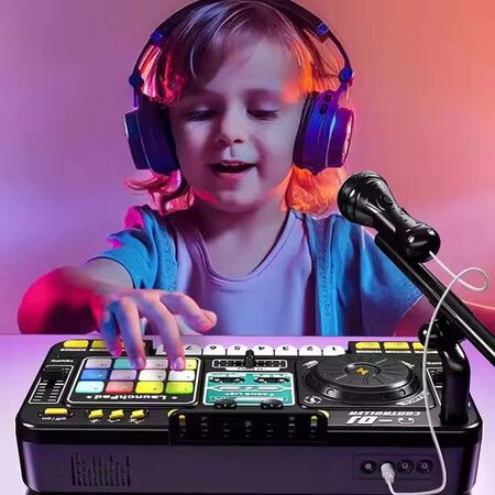 DJ Controller Set with Party Lights Multifunctional Dj Mixer Musical  Toy Instruments Microphone For Kids And Party