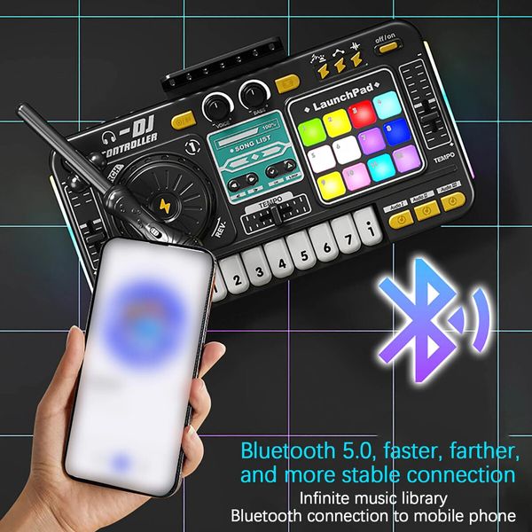 DJ Controller Set with Party Lights Multifunctional Dj Mixer Musical  Toy Instruments Microphone For Kids And Party