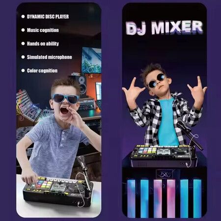 DJ Controller Set with Party Lights Multifunctional Dj Mixer Musical  Toy Instruments Microphone For Kids And Party