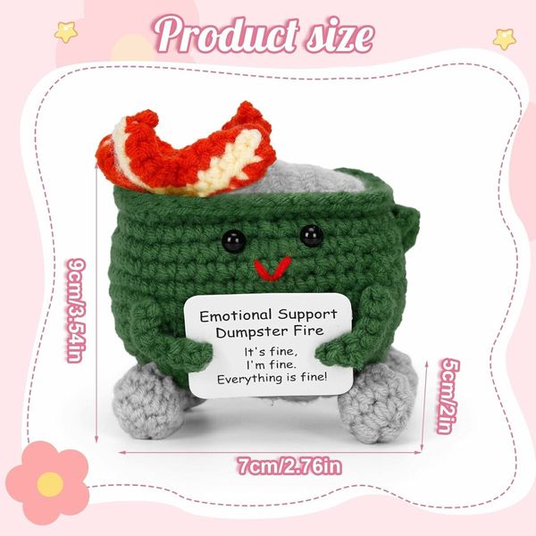 7pcs Emotional Support Dumpster Fire Gift Set Handmade Crochet Desk Accessories Room Decor Funny Gifts