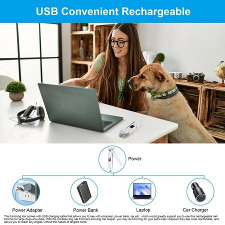 Electric Rechargeable Cat Dog Nail Trimmers   LED Light Paws Grooming Home Travel Perfect Pet Owners Trimmer