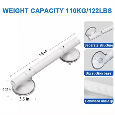 Shower Grab Bar for Bathroom with Safety Luminous Circles,Bathroom Safety Handrail Support,For Disabled Elderly Pregnant,No Drilling