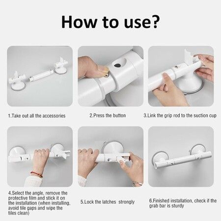 Shower Grab Bar for Bathroom with Safety Luminous Circles,Bathroom Safety Handrail Support,For Disabled Elderly Pregnant,No Drilling
