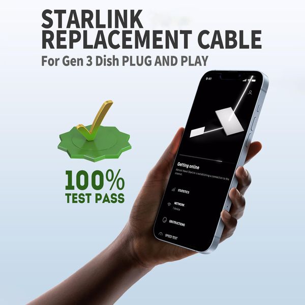 Starlink Gen 3 Cable,46m Starlink Replacement Cable,High-Speed Satellite Internet Accessory & Extension Cord for Star Link V3 Dish