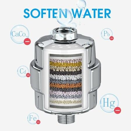 15 Stage Shower Filter High Output Removes Chlorine & Fluoride With 3 Replaceable Cartridges