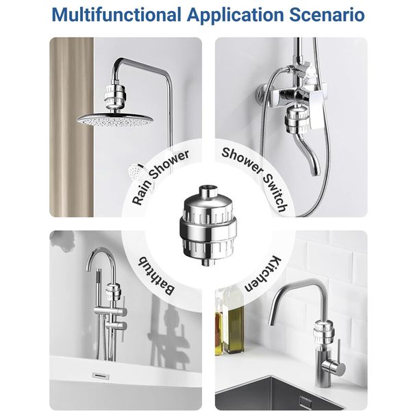 15 Stage Shower Filter High Output Removes Chlorine & Fluoride With 3 Replaceable Cartridges