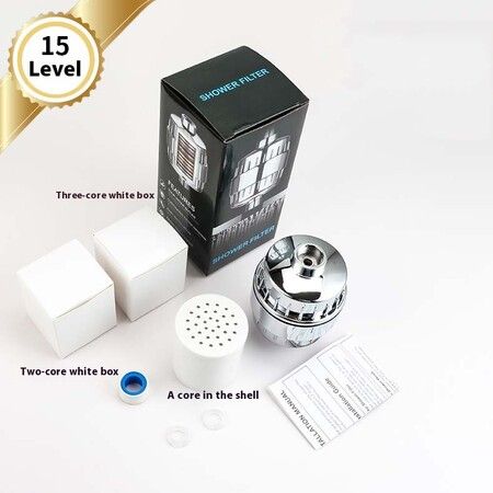 15 Stage Shower Filter High Output Removes Chlorine & Fluoride With 3 Replaceable Cartridges