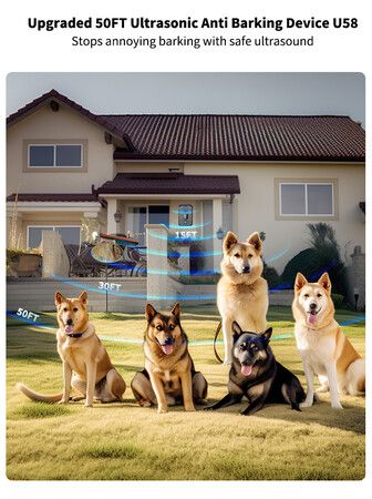 Anti Barking Device Ultrasonic Dog Barking Silencer Rechargeable 3 Modes Indoor Outdoor Pet Human Friendly Type C Power