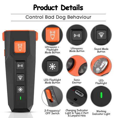 Anti Barking Device Rechargeable Dog Bark Deterrent Effective Training Tool Dog Bark Deterrent Type C Power